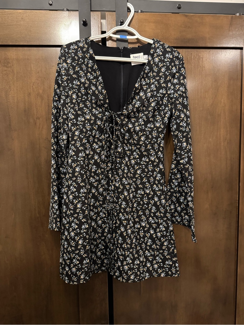 Princess Polly Malop Long Sleeve Mini Dress Black Floral